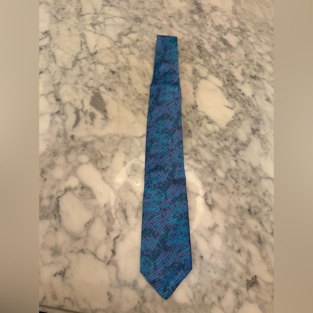 Stylish Teal Patterned Men's Tie
